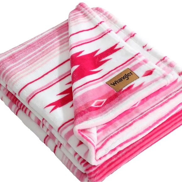 Pink wrangler Aztec Indian cowgirl cowboy throw blanket plush country festival